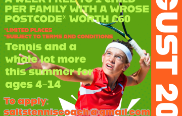 Child playing tennis. Advertising tennis coaching. Apply at Saltstenniscoach@gmail.com